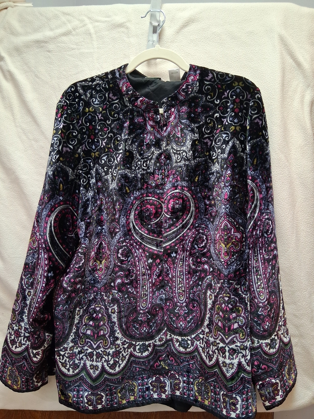 Velvet Paisley Tunic Top in Black & Pink